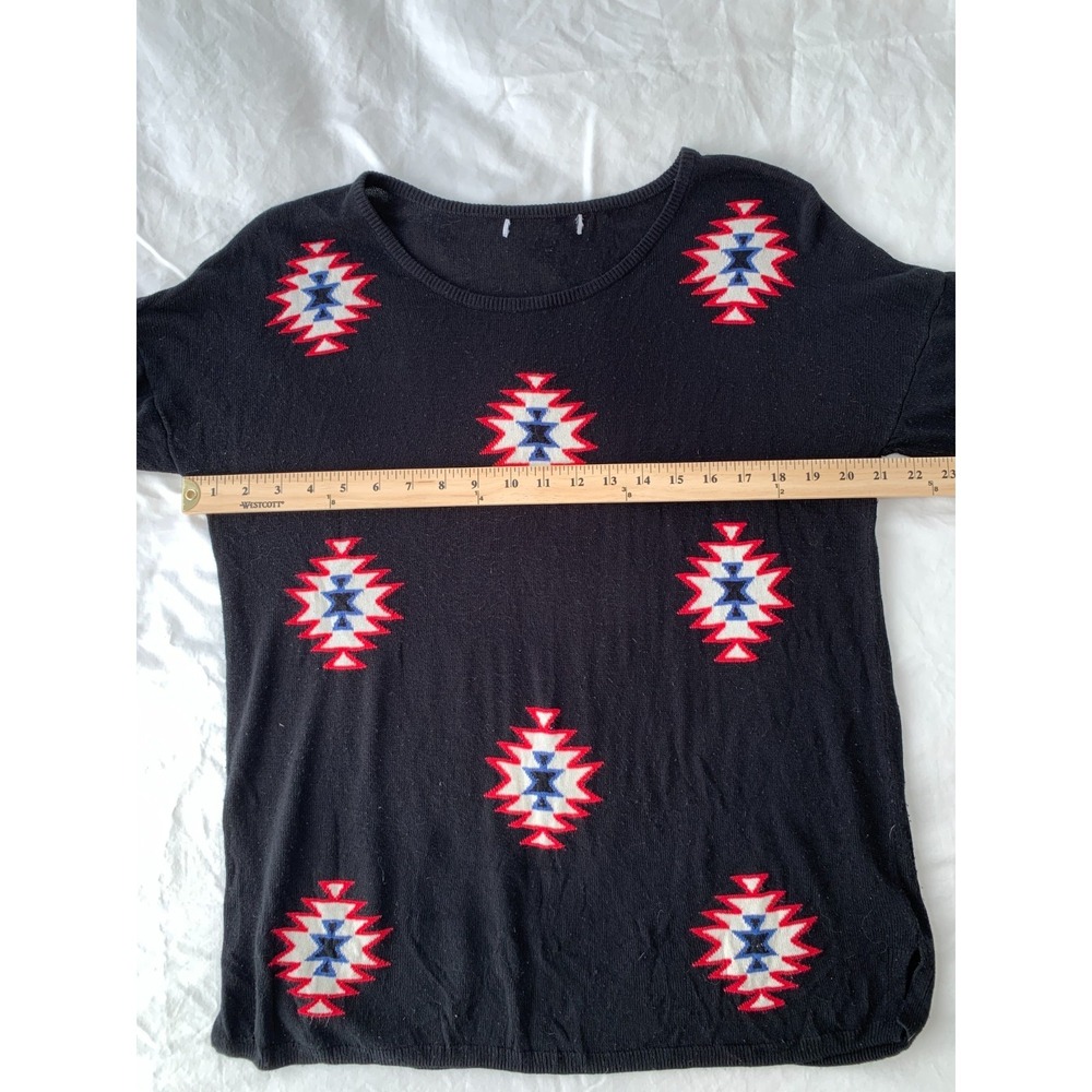 DAYDREAMER LA Southwestern Off Shoulder Knit Sweater‎ Black / Size M - Picture 10 of 15